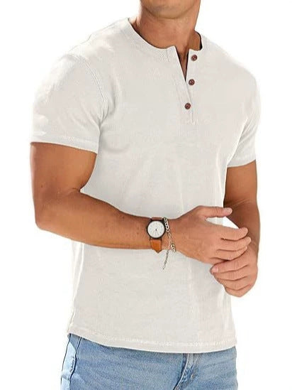 Heren Henley-hals T-shirt met korte mouwen