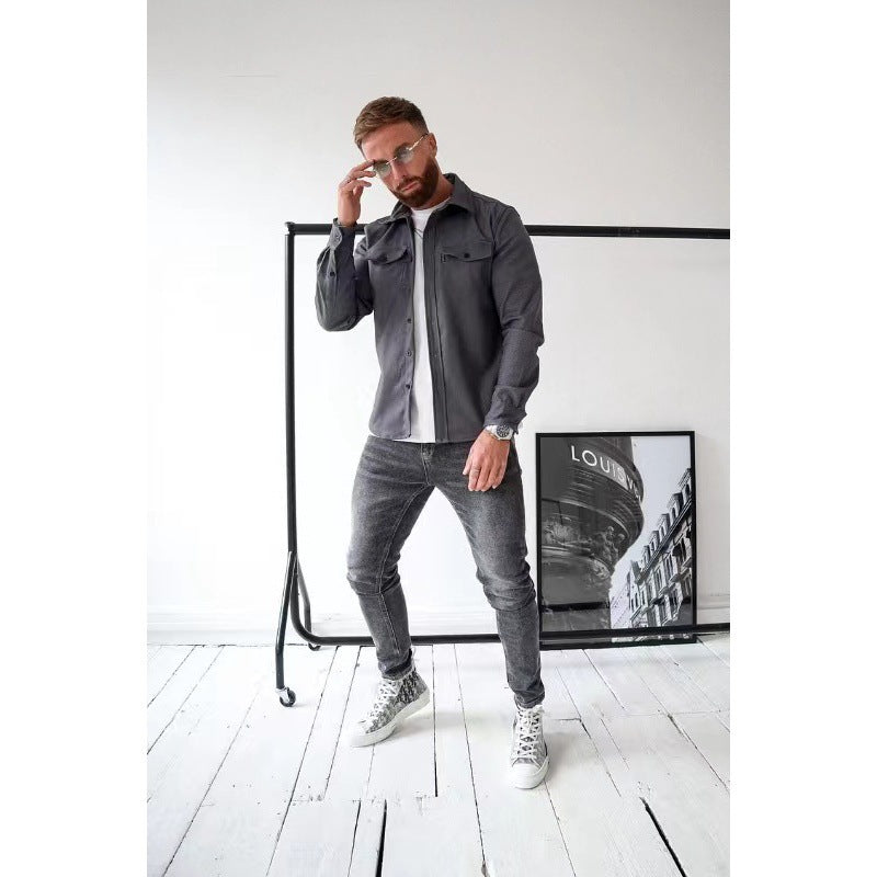 Men's Casual Long Sleeve Slim Fit Cotton Shirt