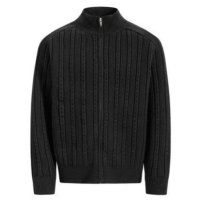 Retro heren vest met structuur staande hals en ritssluiting