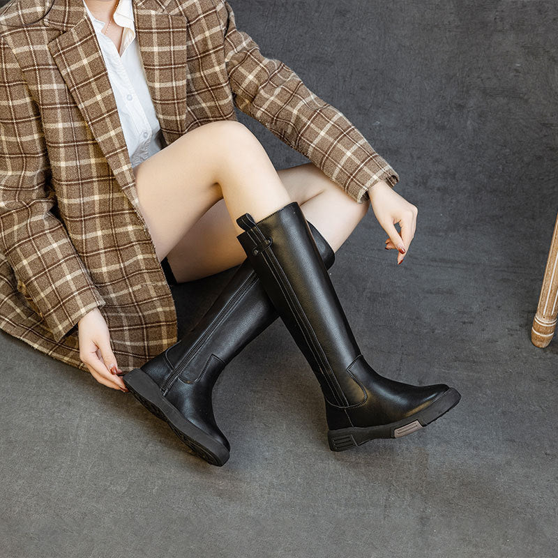 Women's Genuine Leather High-Tube Knight Boots