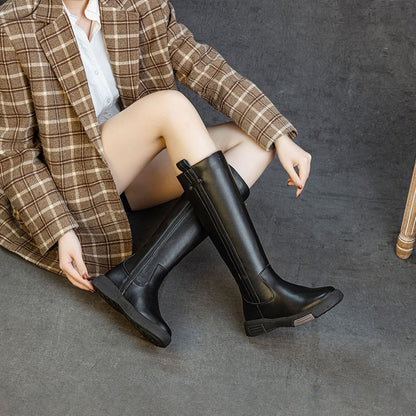 Women's Genuine Leather High-Tube Knight Boots