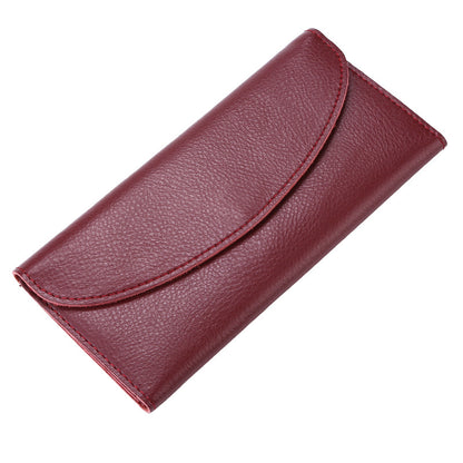 Genuine Cowhide Minimalist Womens Wallet Functional Long Clutch