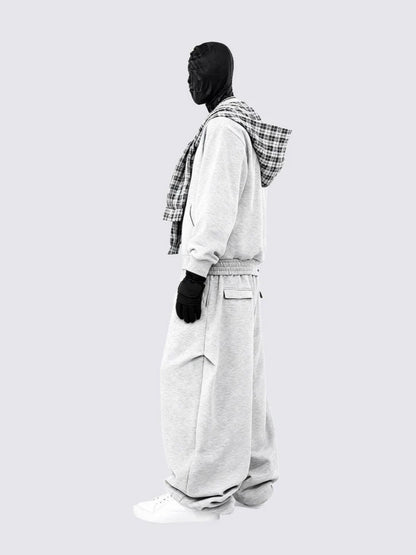 Plaid two-piece hooded casual men's suit