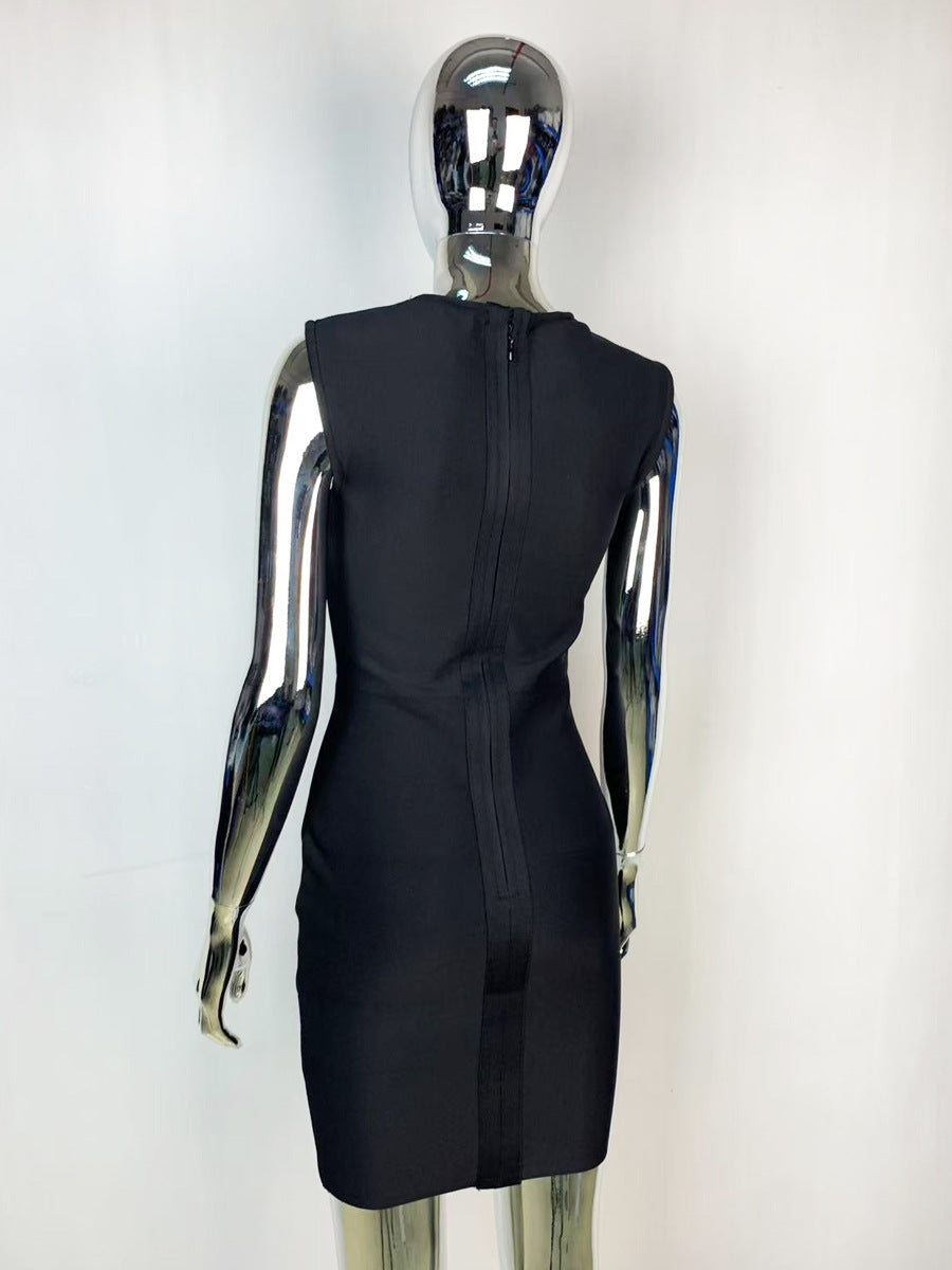 Sleeveless Rhinestone Bodycon Dress