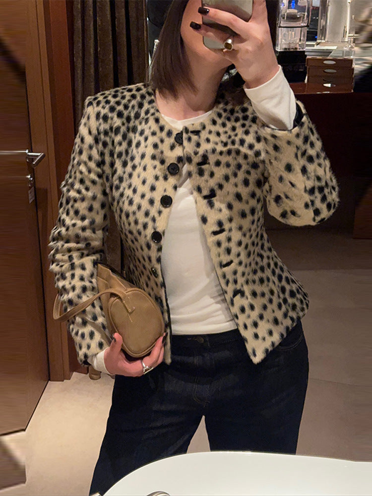 Retro Leopard Print Plush Jacket