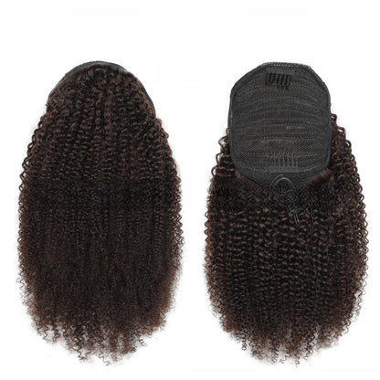 Real hair drawstring ponytail