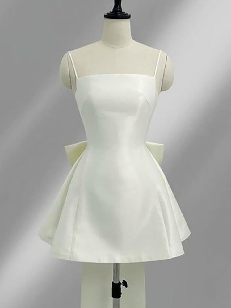 Elegant Satin Bow Evening Dress