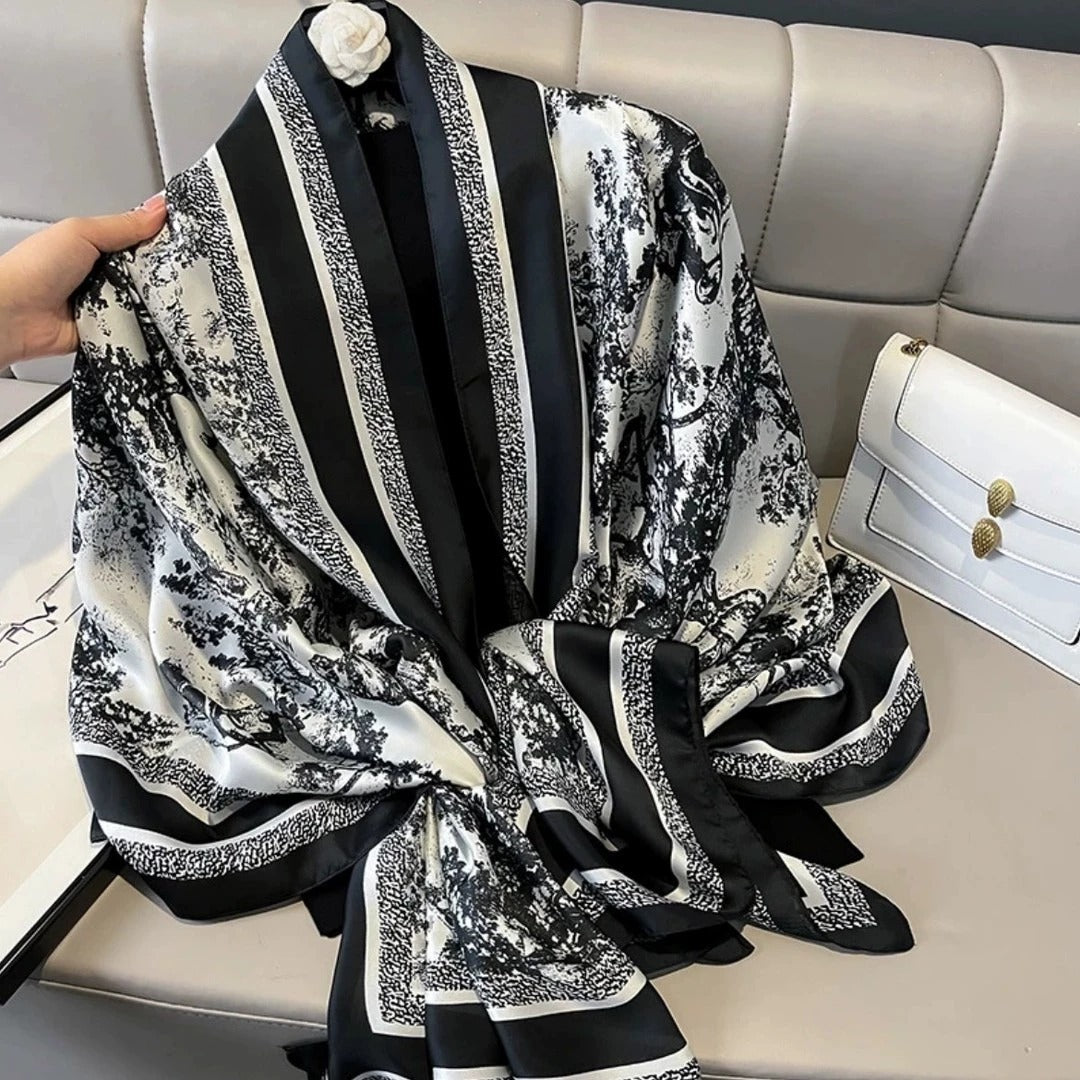 Women's Lijin Satin Scarf Floral Print Shawl