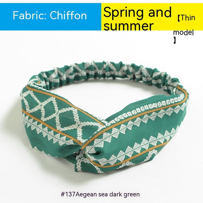 Elastische gekruiste chiffon hoofdband in Boheemse stijl