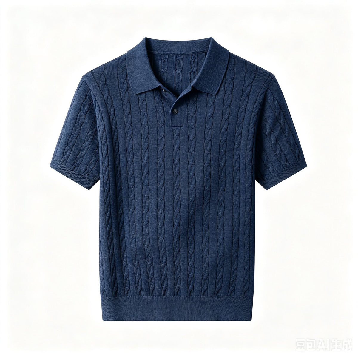 Mens Cable Knit Polo Shirt