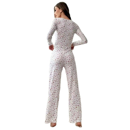 Floral Print Long Sleeve Pajama Set