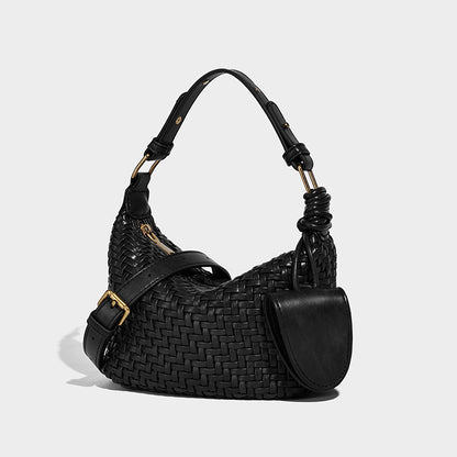 Hand-Woven PU Leather Crossbody Bag