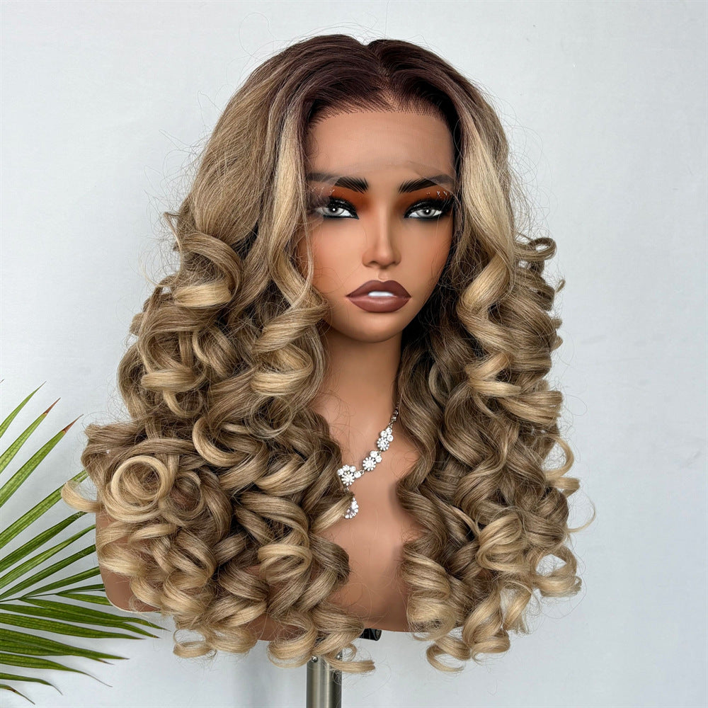 Golden Curly Lace Front Synthetic Wig 24 Inch