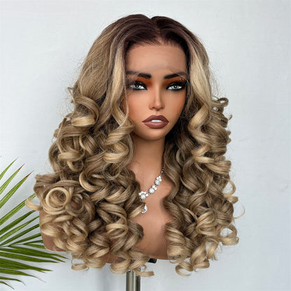 Golden Curly Lace Front Synthetic Wig 24 Inch