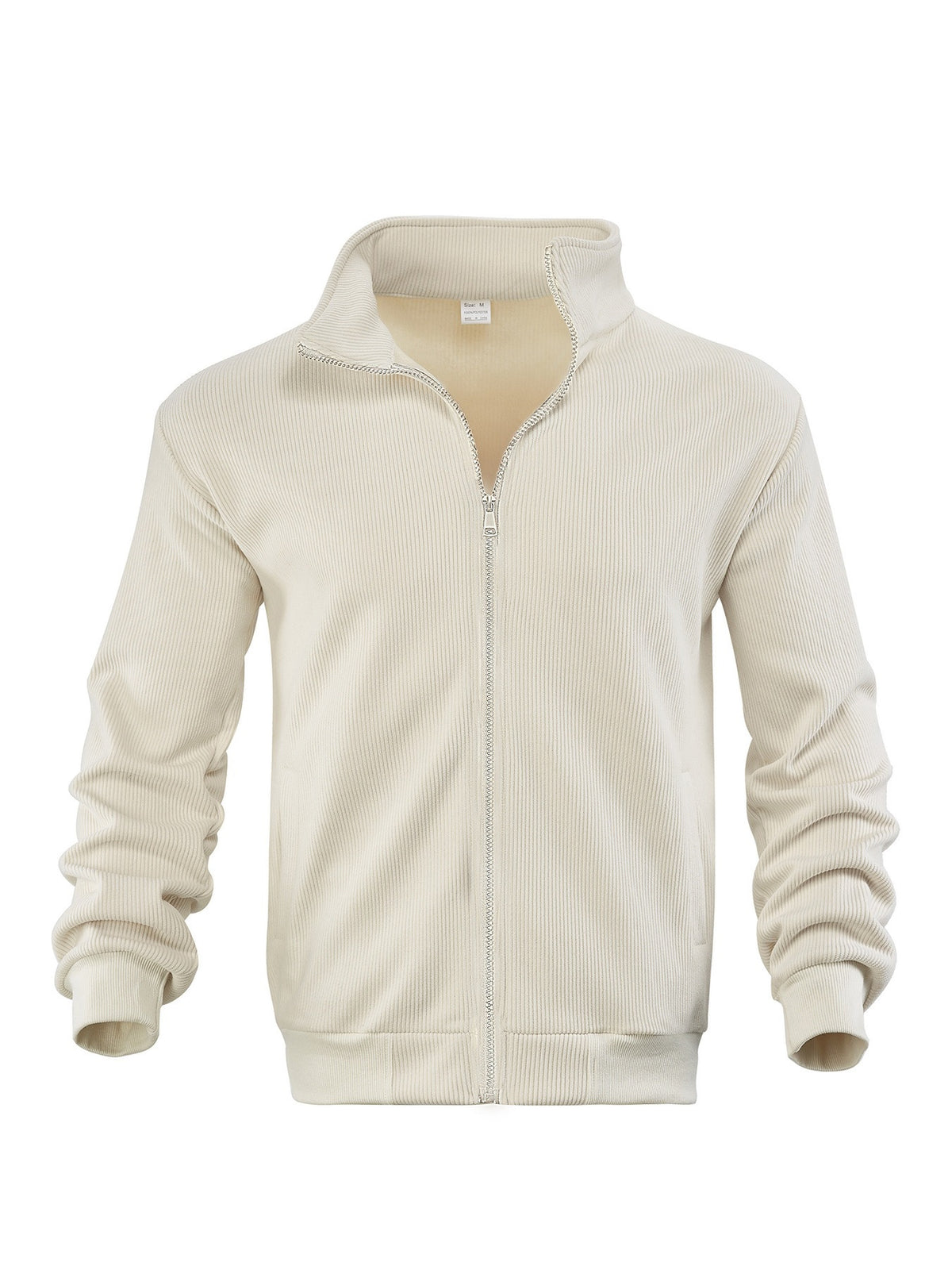 Mens Corduroy High Neck Zip Up Sweater
