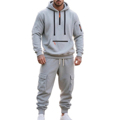 Mens Half Zip Hooded Sweatshirt and Joggers Set