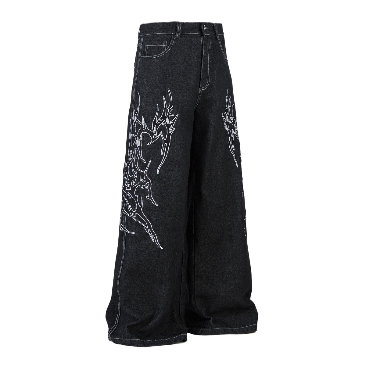 Retro Embroidered Denim Baggy Pants
