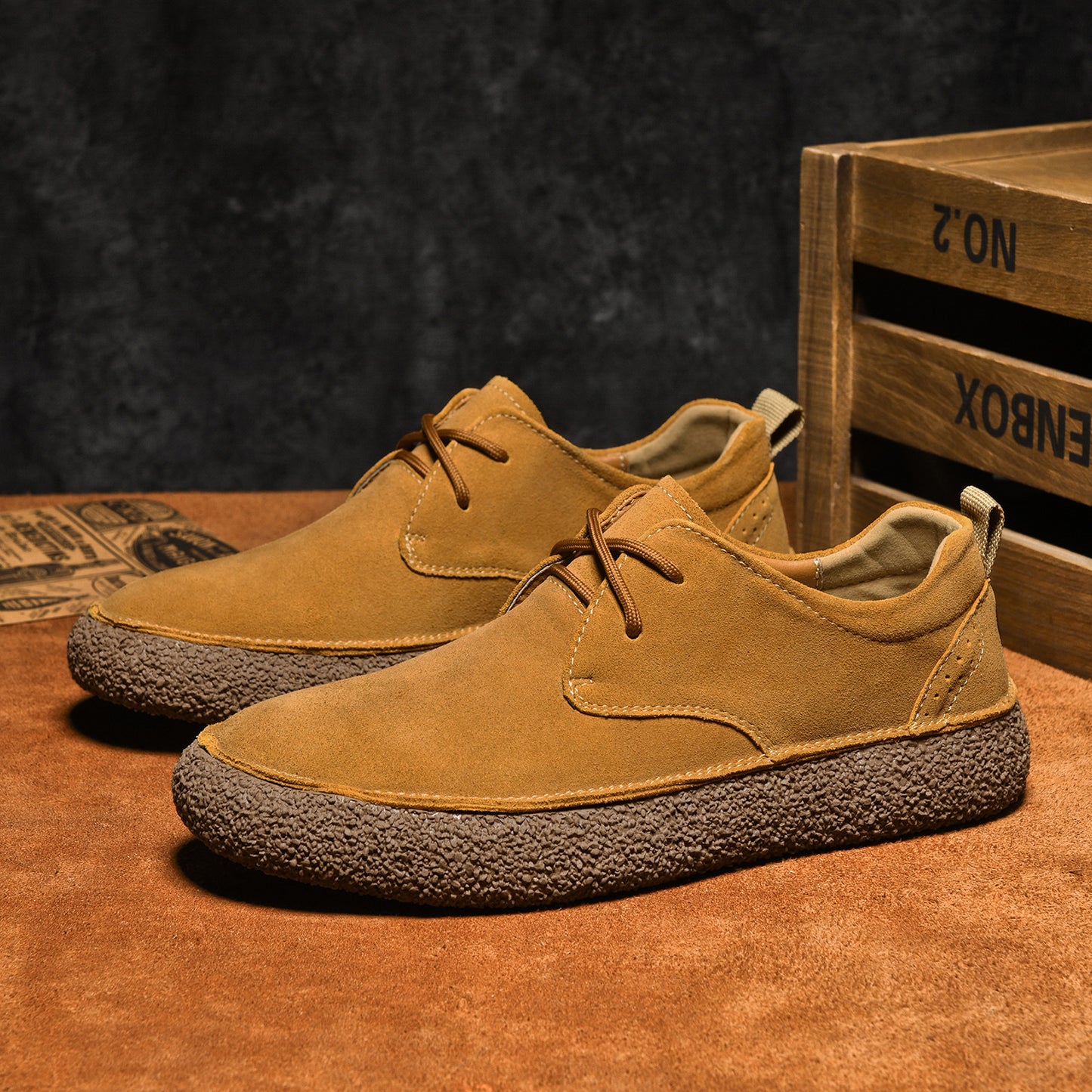 Mens Suede Leather Casual Sneakers