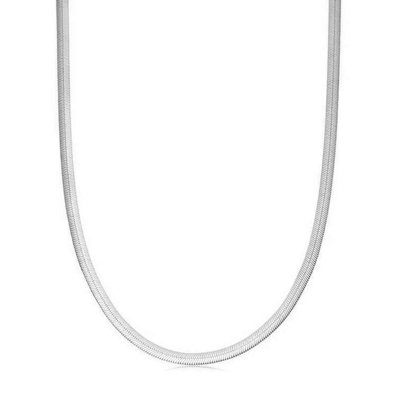 Sterling Silver Flat Snake Clavicle Chain Necklace