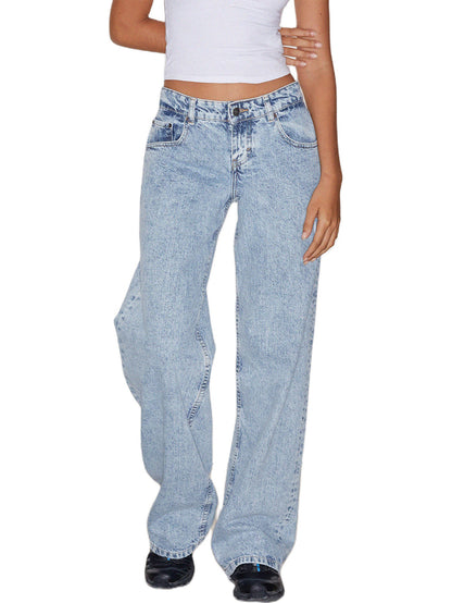 Damesjeans met hoge taille en rechte pijpen