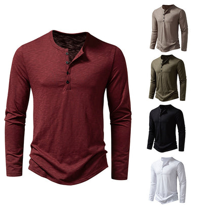 Mens Bamboo Cotton Henley Long Sleeve T-Shirt