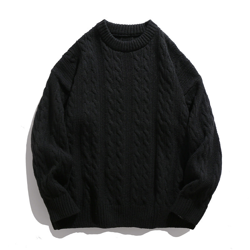 Texture knitted crew-neck sweater