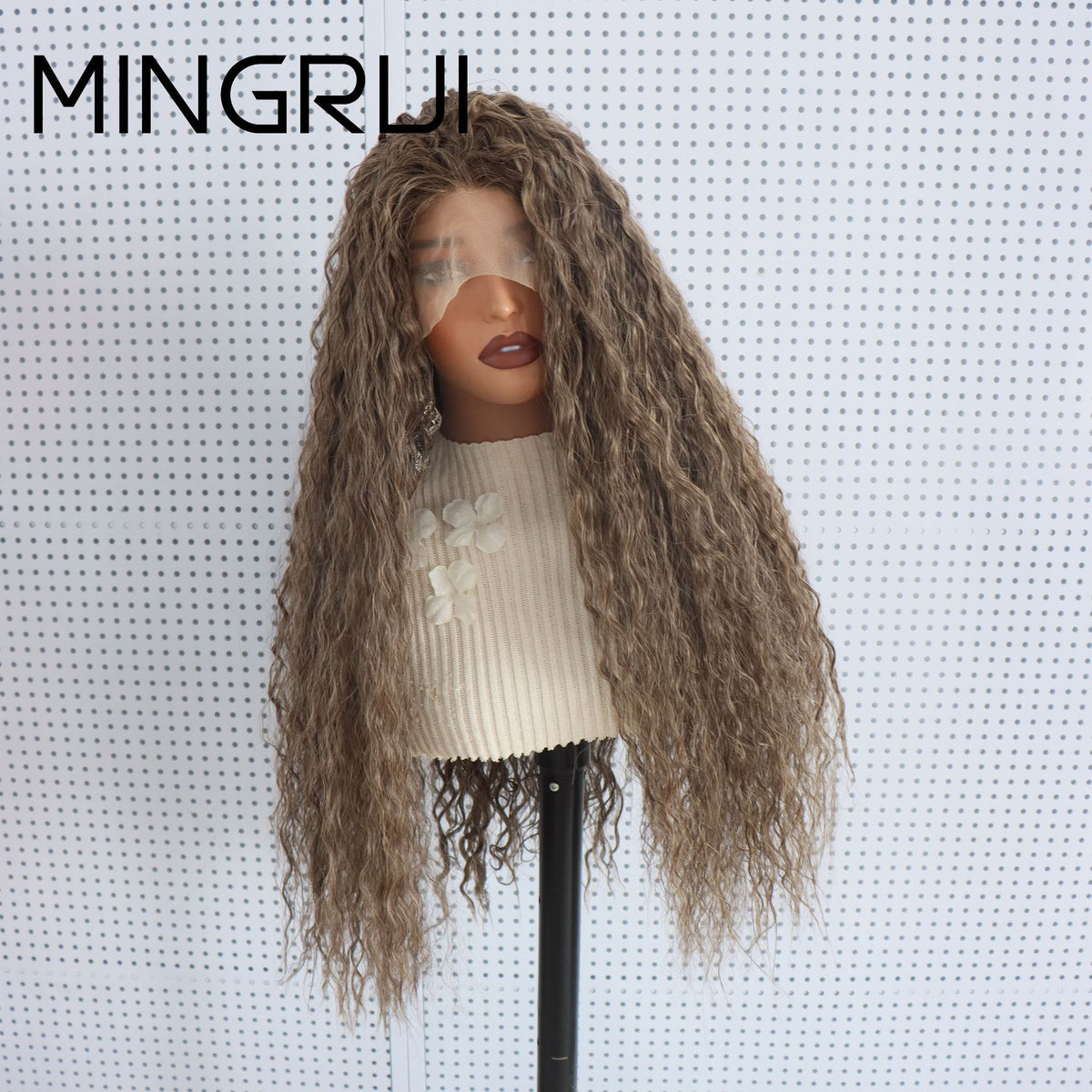 Brown Lace Front Synthetic Wig 26inch No Glue
