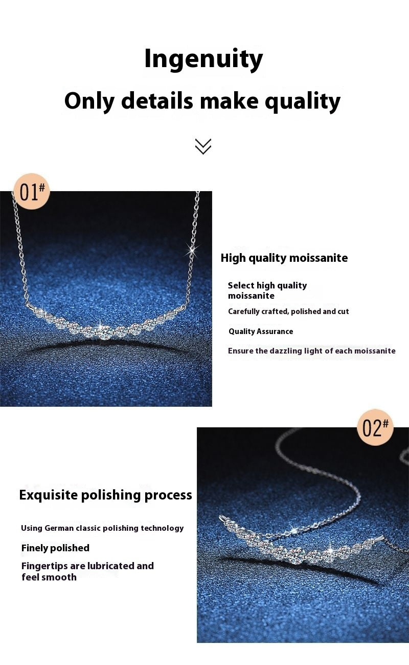 S925 Sterling Zilveren Moissanite Ketting Licht Luxe Hoogwaardige 1.1 Karaat