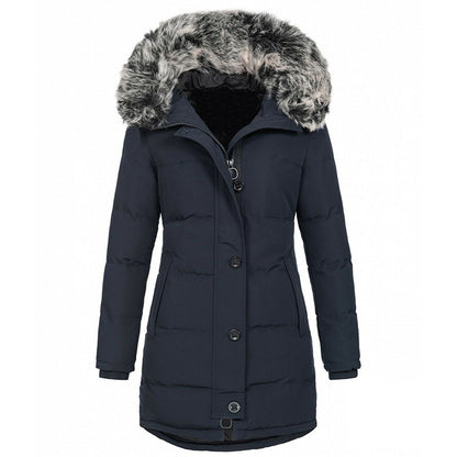 Womens Hooded Long Sleeve Warm Zipper Quilted Jacket