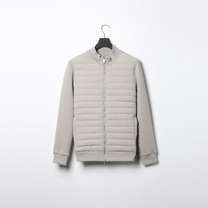 Men Lightweight Down Cotton Jacket Stand Collar Knitted Patchwork