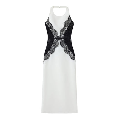 Womens Halter Neck Lace Dress