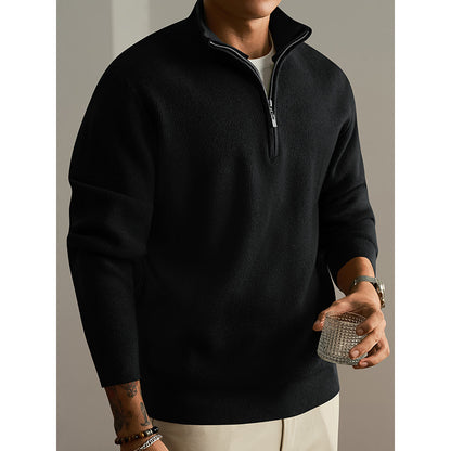 Half-Zip Wool Blend Cardigan Sweater