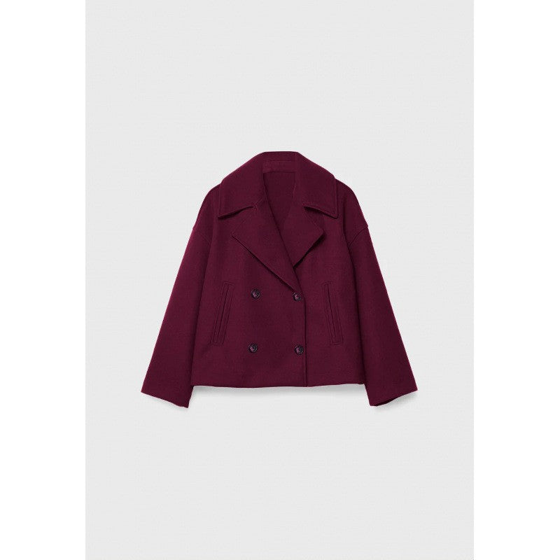 Womens Double Breasted Wool Blend Coat