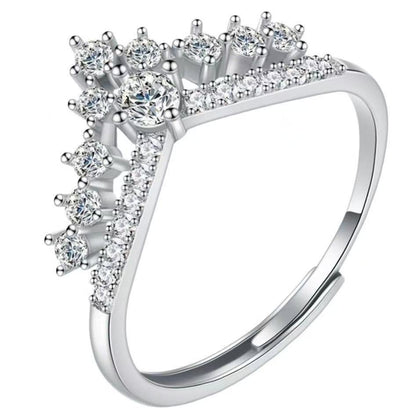 Adjustable Cubic Zirconia Ring Women Classic Six Claw Design