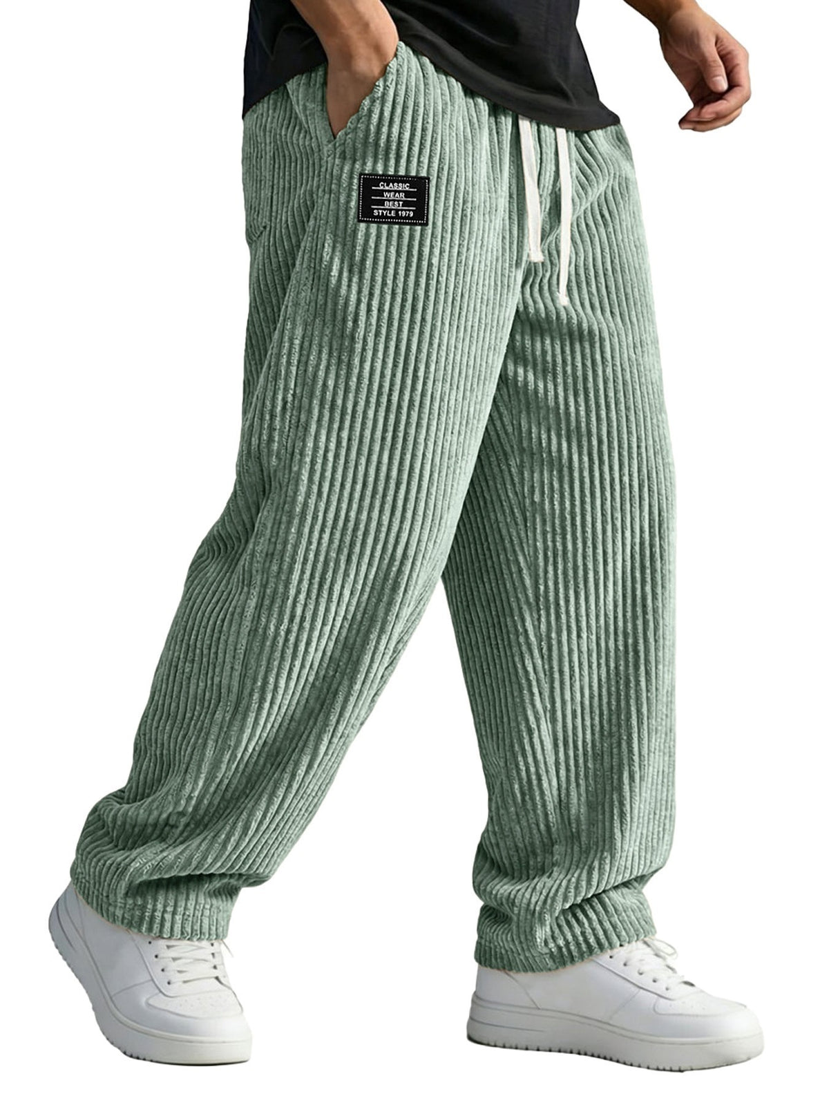 Mens Embroidered Straight Leg Casual Pants