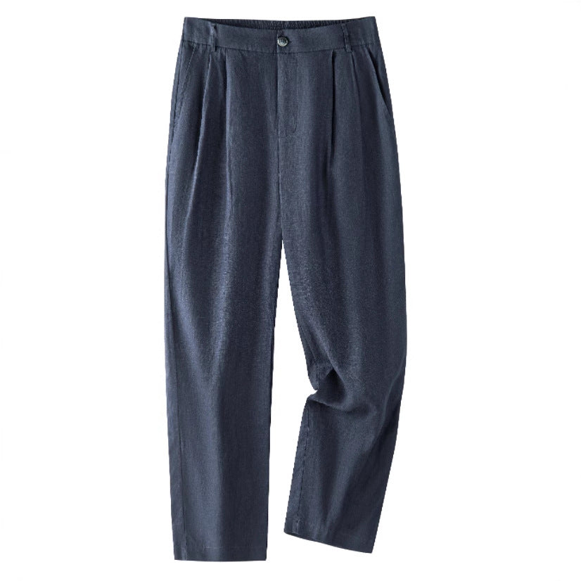 Mens Linen Casual Pants Straight Leg