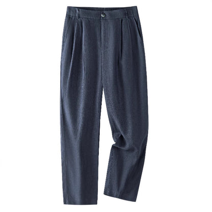 Mens Linen Casual Pants Straight Leg