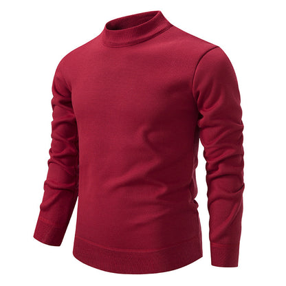Men's Thickened Fleece-Lined Crew Neck Knit Sweater Autumn Winter