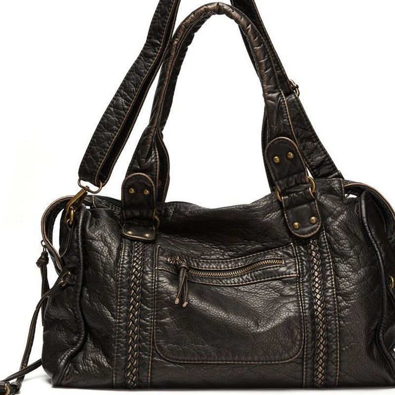 Women Soft Washed Leather Shoulder Bag
