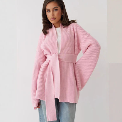 Gebreide cardigan met vetersluiting