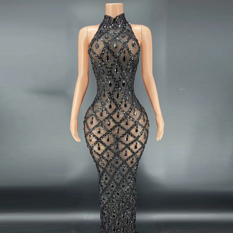 Rhinestone Silver Dress Plus Size