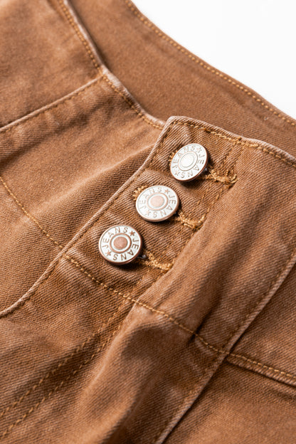 Jeans met hoge taille knoopsluiting naden en rafelige zoom