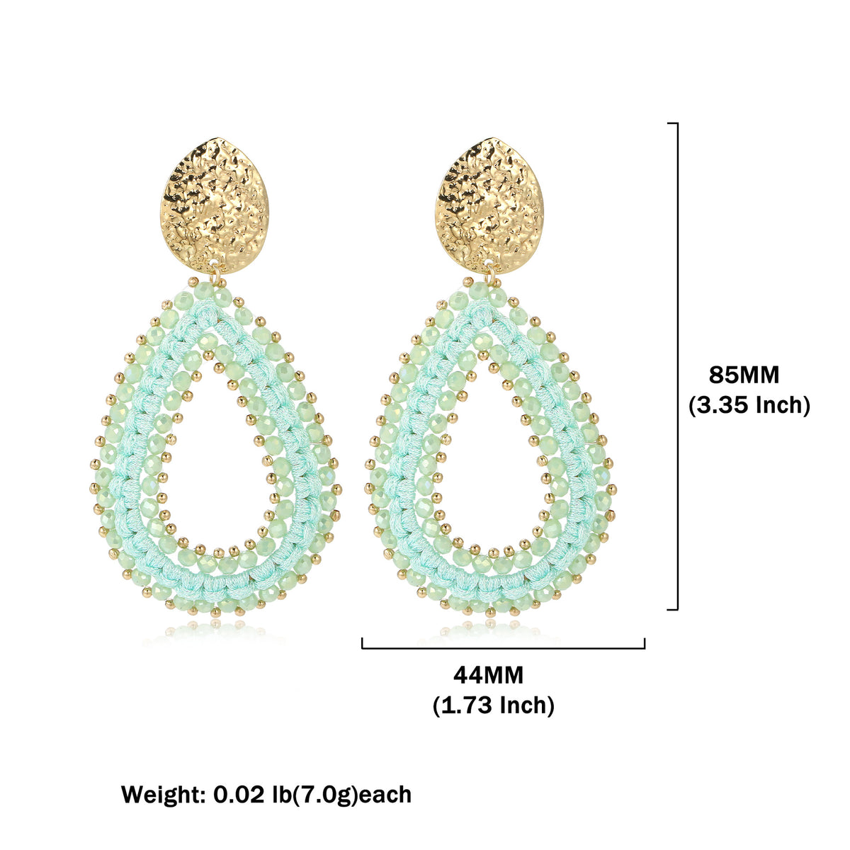 Geometric Oval Crystal Drop Earrings