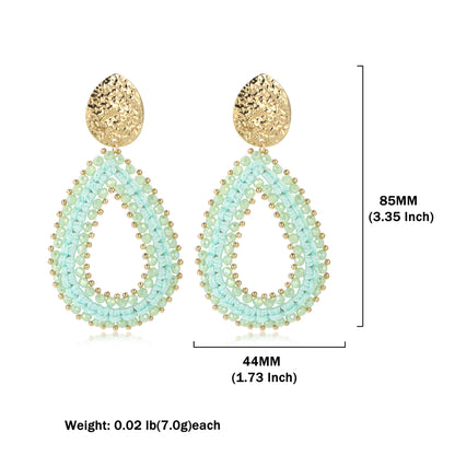 Geometric Oval Crystal Drop Earrings
