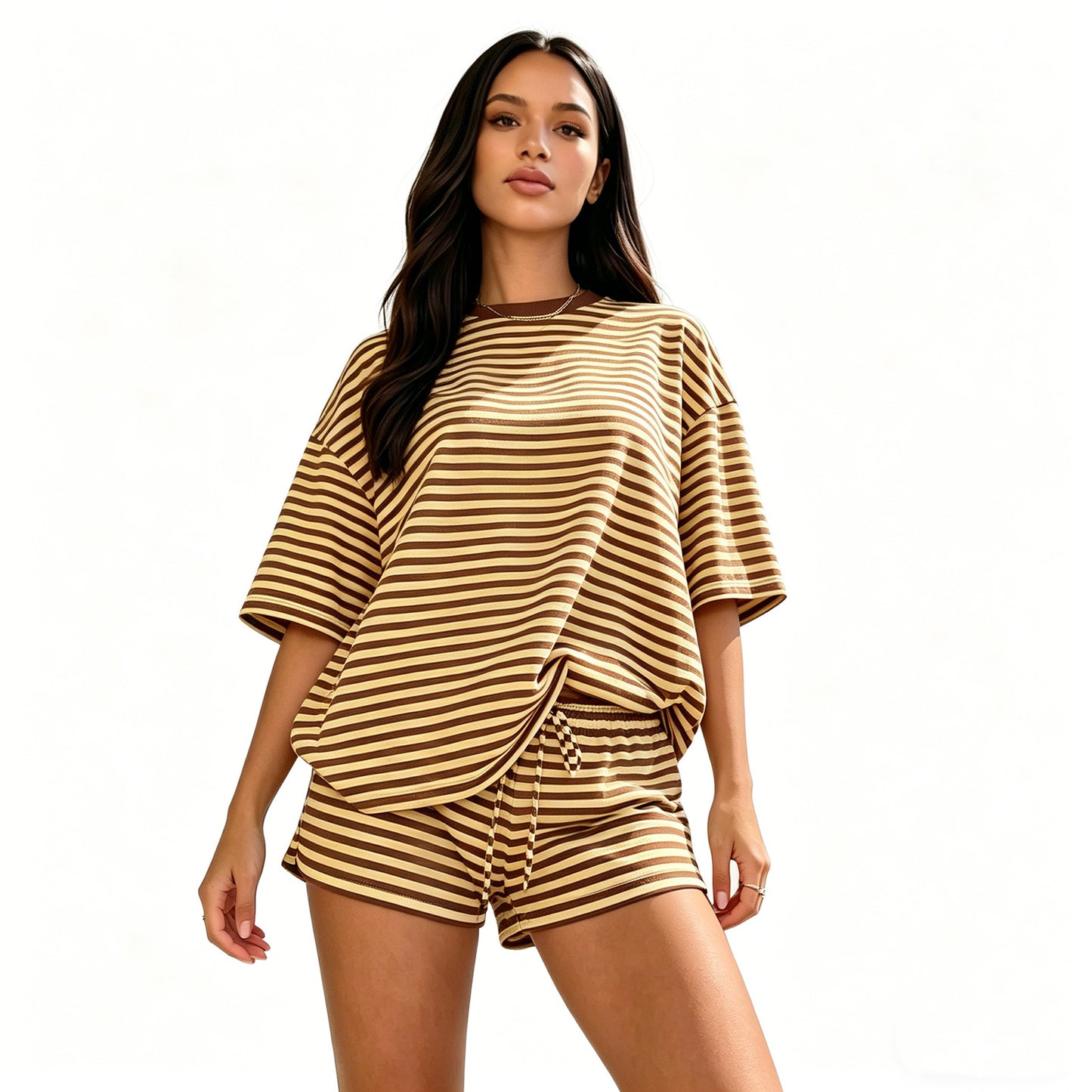 Women's Casual Short Sleeve T-Shirt and Shorts Set