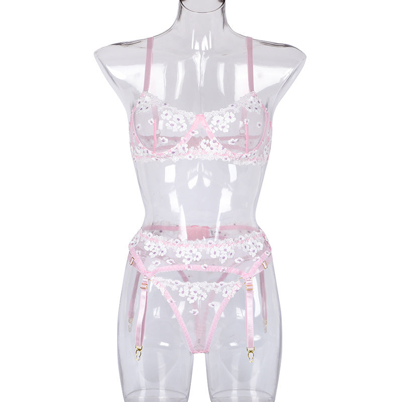 Mini Flowers Stalen Ring Borduurwerk Driedelige Set