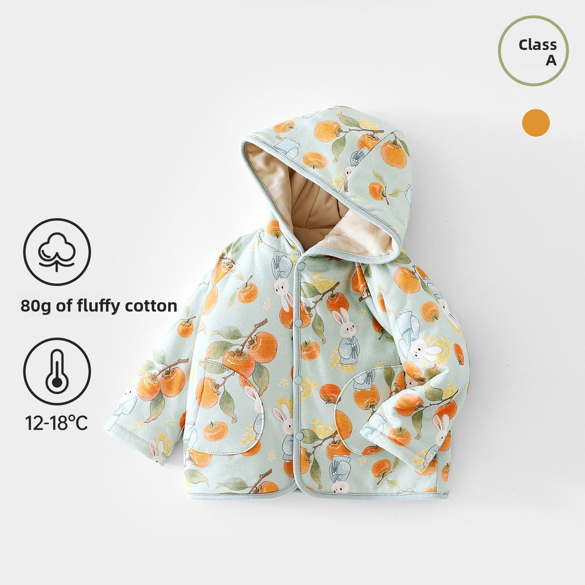 Baby Hooded Jacket 100% Cotton Quilted Warm Cartoon Coat for Toddlers