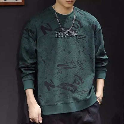 Ronde hals print sweatshirt met lange mouw heren