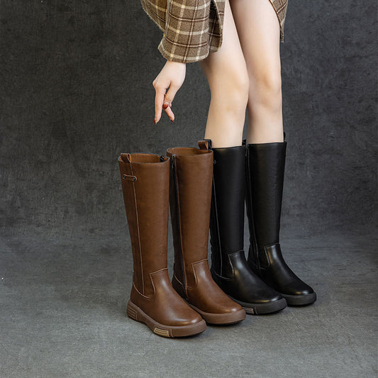 Women's Genuine Leather High-Tube Knight Boots