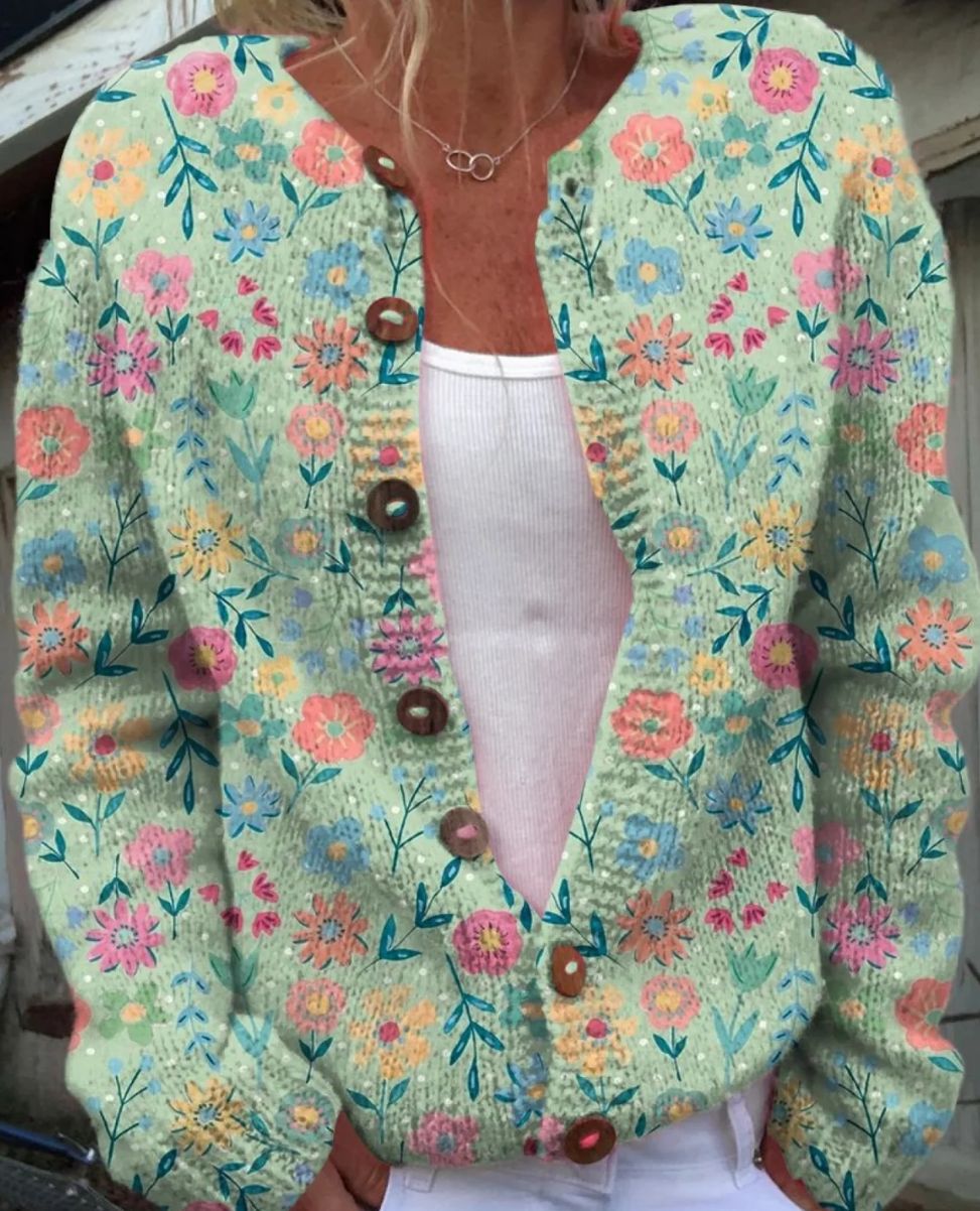 Womens 3D Printed Knit Cardigan